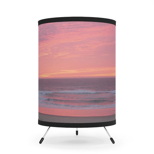 Pink Ocean Sunset Tripod Lamp