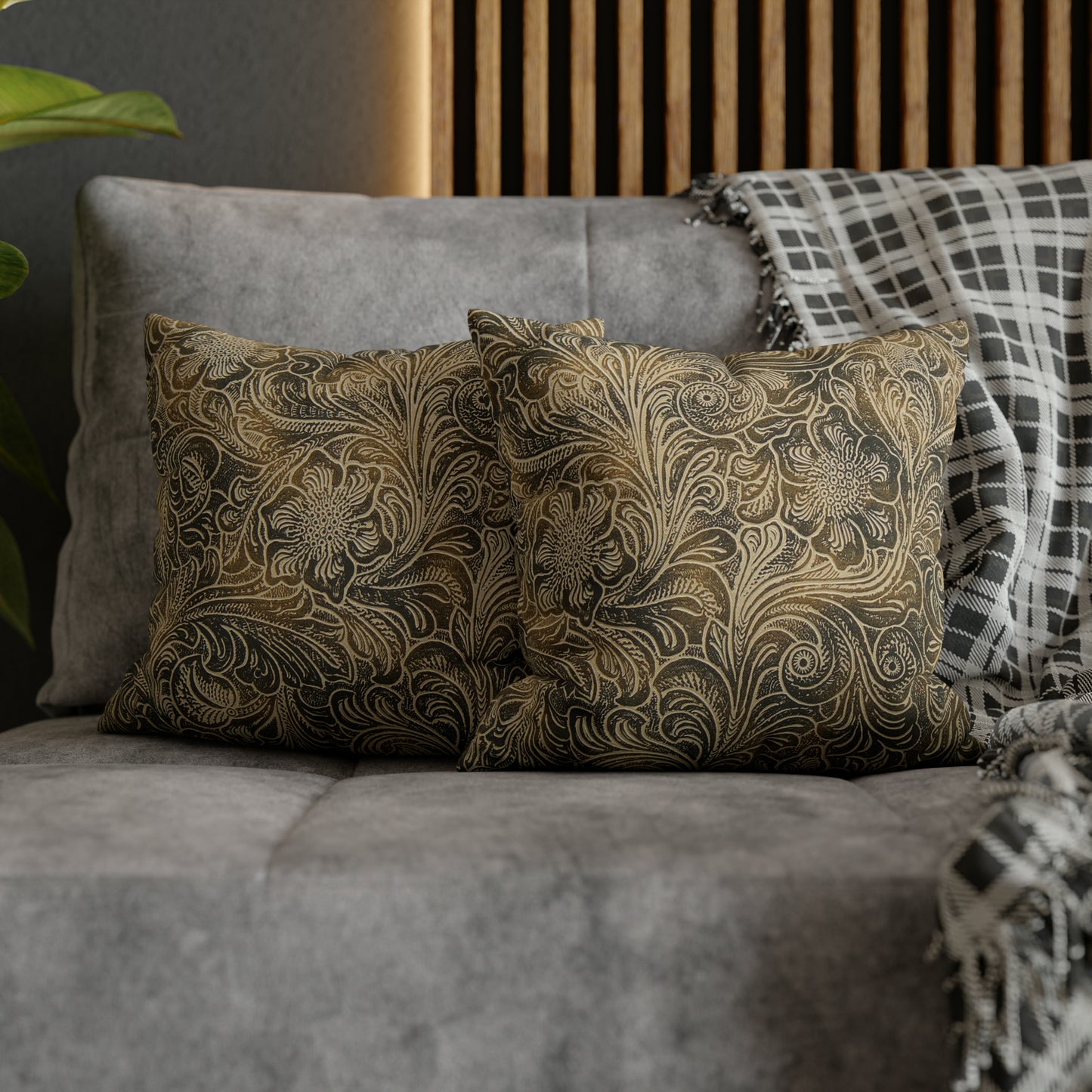 Western Leather Print Spun Polyester Pillow Case