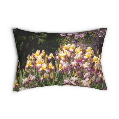 Sunny Iris Garden Spun Polyester Lumbar Pillow