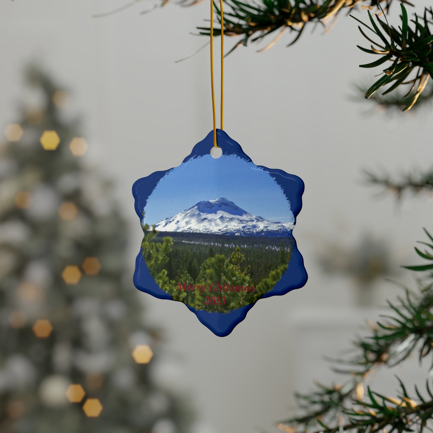 Winter South Sister Merry Christmas 2023 Ceramic Ornaments