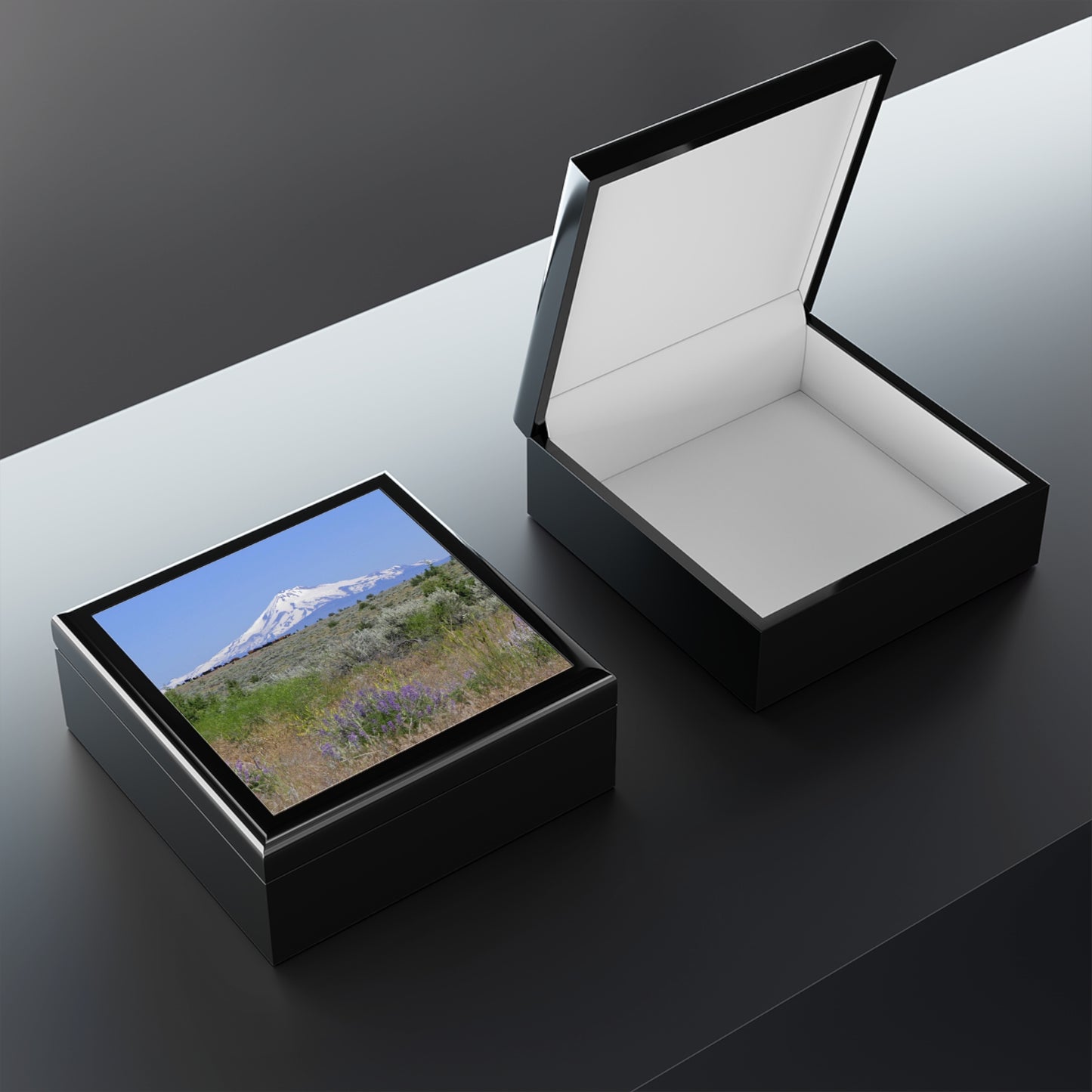 Lupine & Sage Mountain Jewelry Box ~ 7.24"