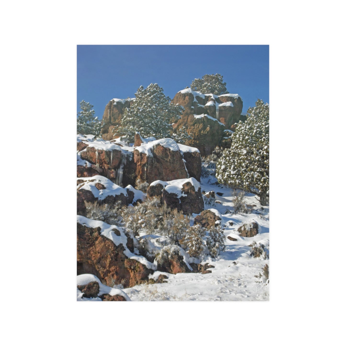 Icicle Rocks Satin Posters