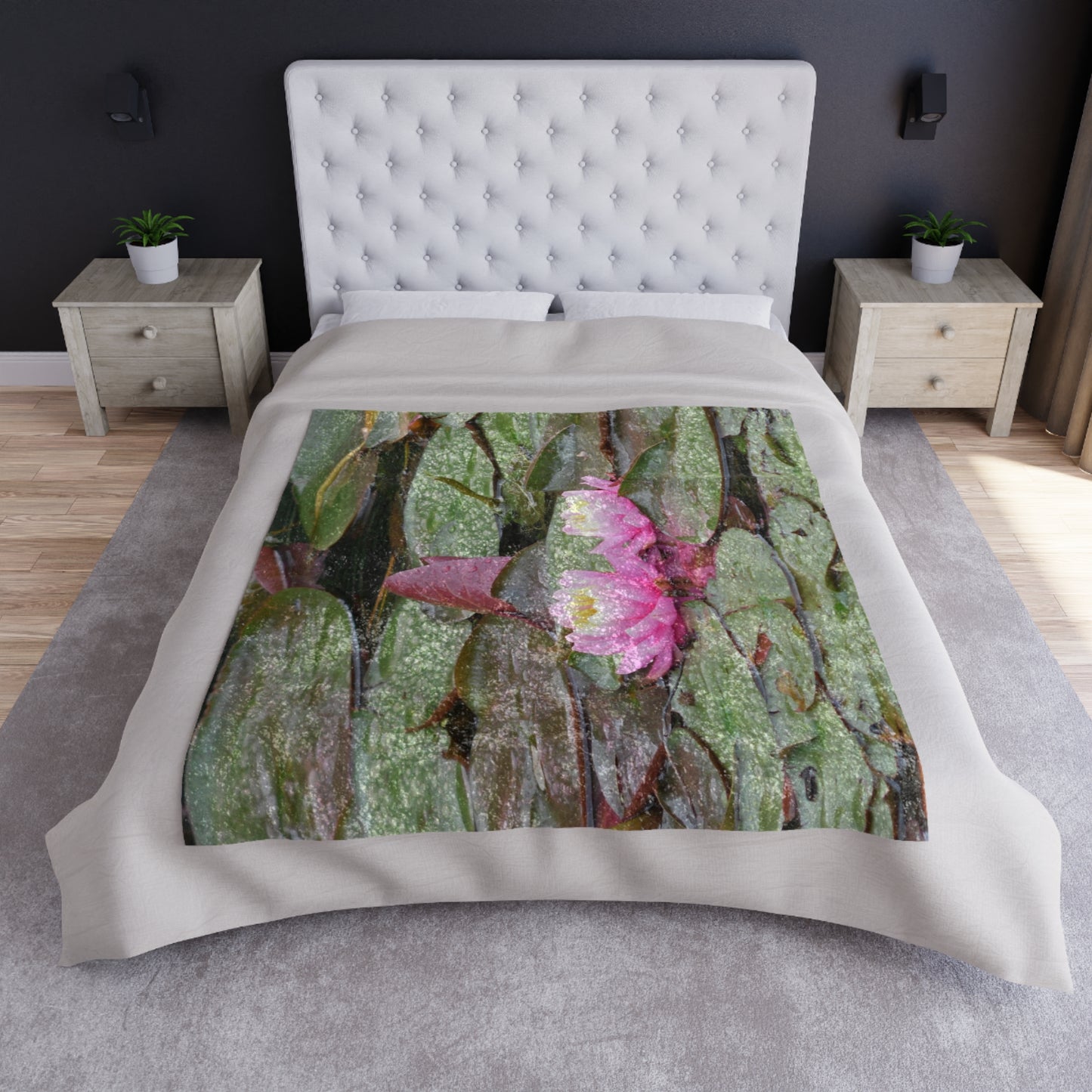 Water Lilies Crushed Velvet Blanket