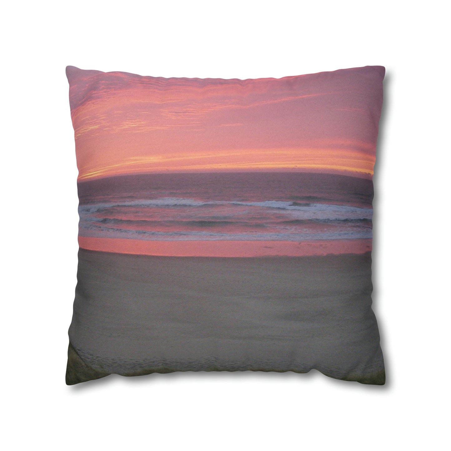 Pink Ocean Sunset Spun Polyester Pillow Case