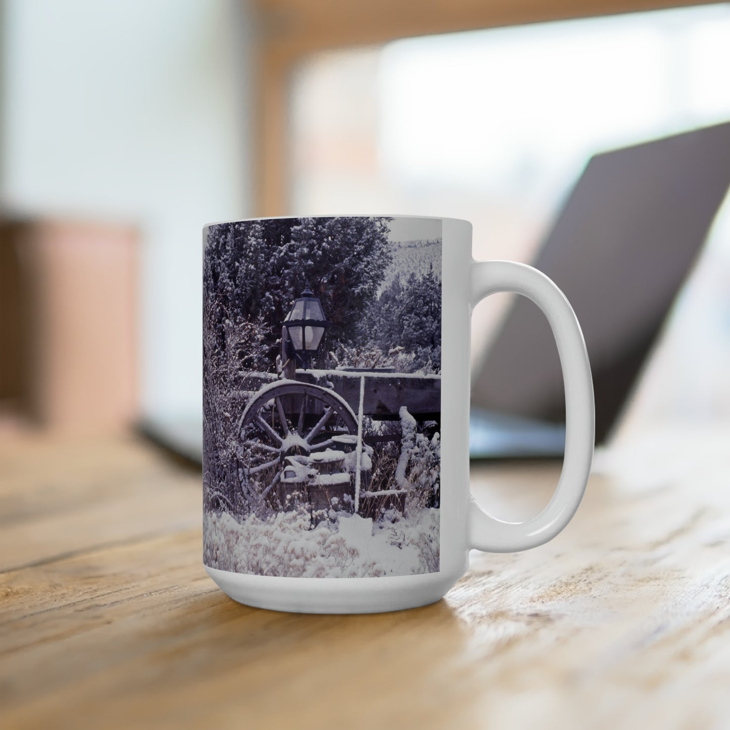 Vintage Winter Wagon Ceramic Mug 15oz