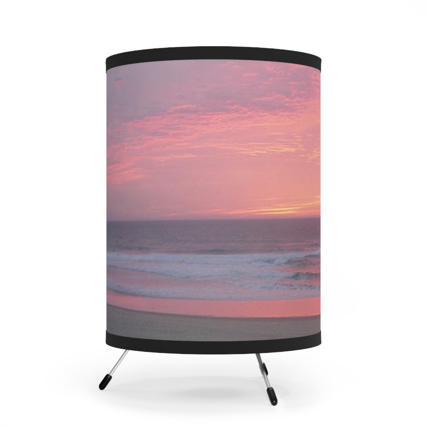 Pink Ocean Sunset Tripod Lamp