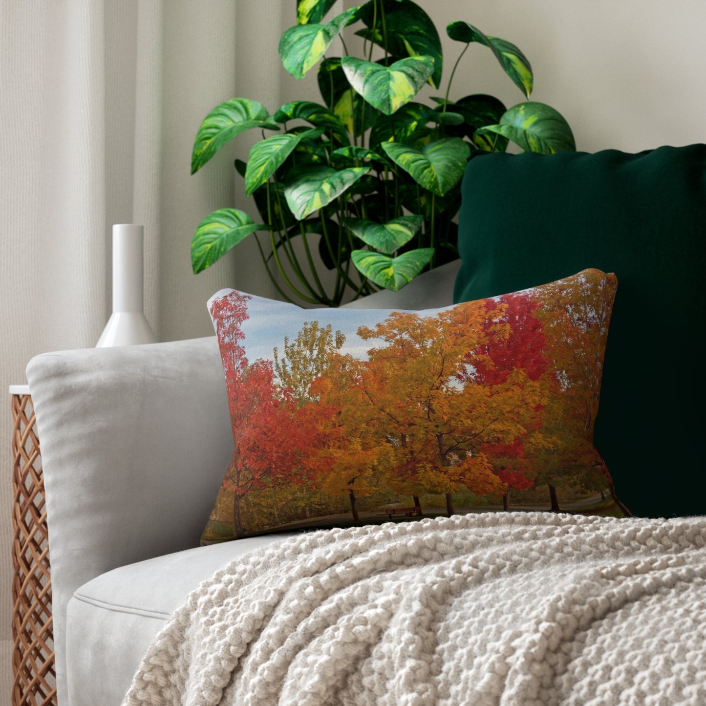 Autumn Serenity Spun Polyester Lumbar Pillow
