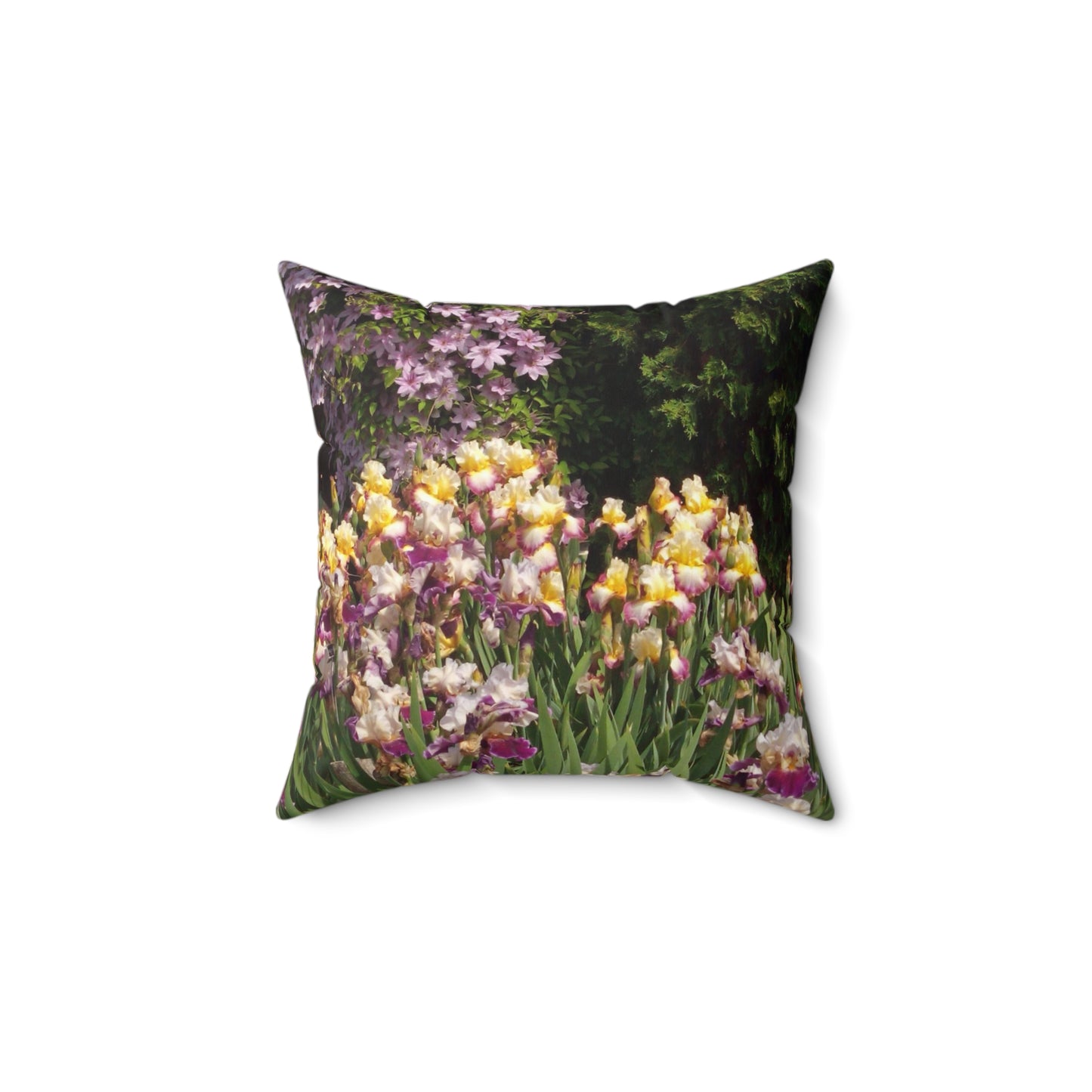 Sunny Iris Garden Spun Polyester Square Pillow
