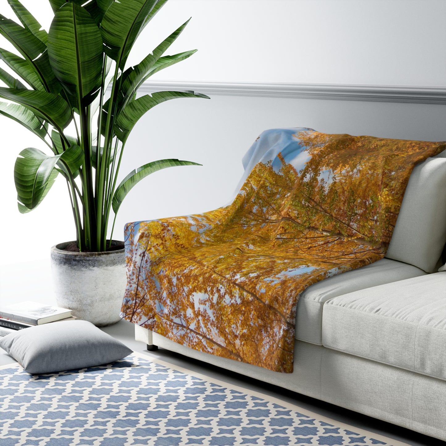 Autumn Gold Sherpa Fleece Blanket
