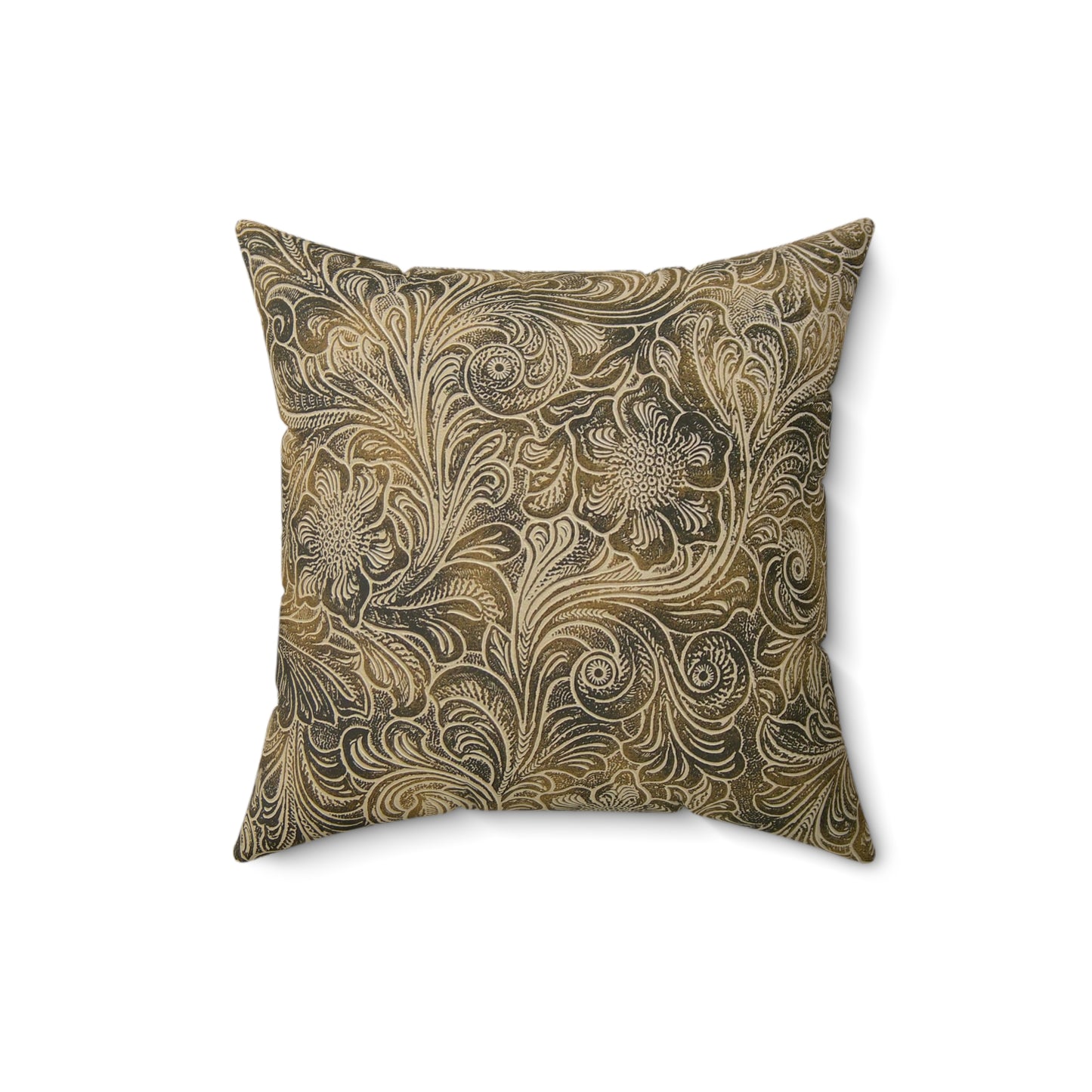 Western Leather Print Faux Suede Square Pillow