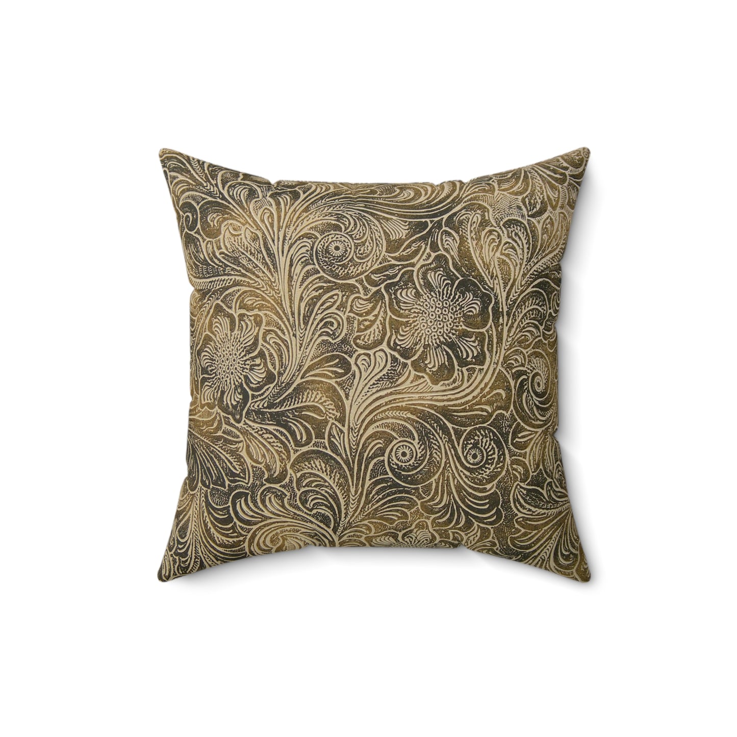 Western Leather Print Faux Suede Square Pillow