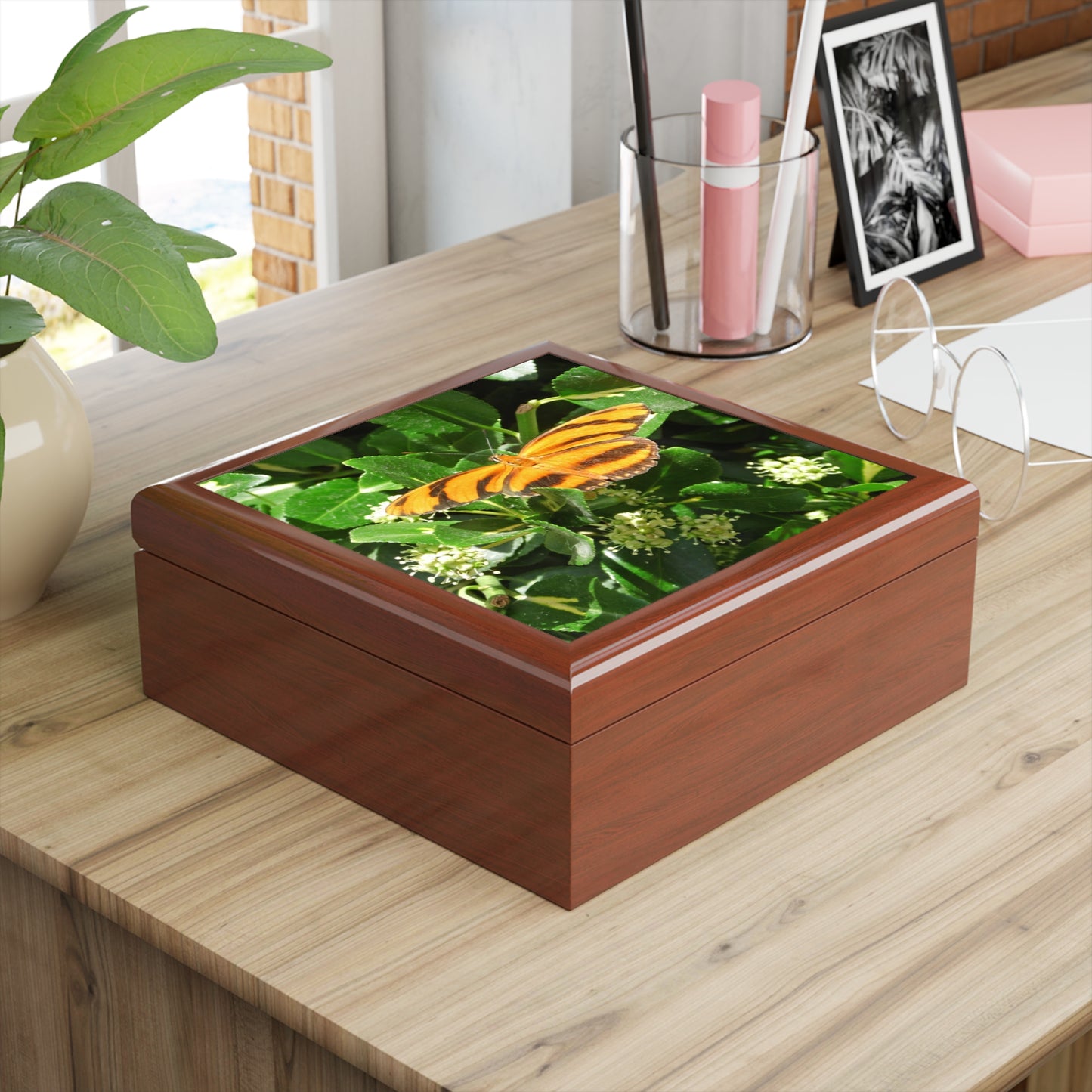 Golden Butterfly Jewelry Box ~ 7.24"