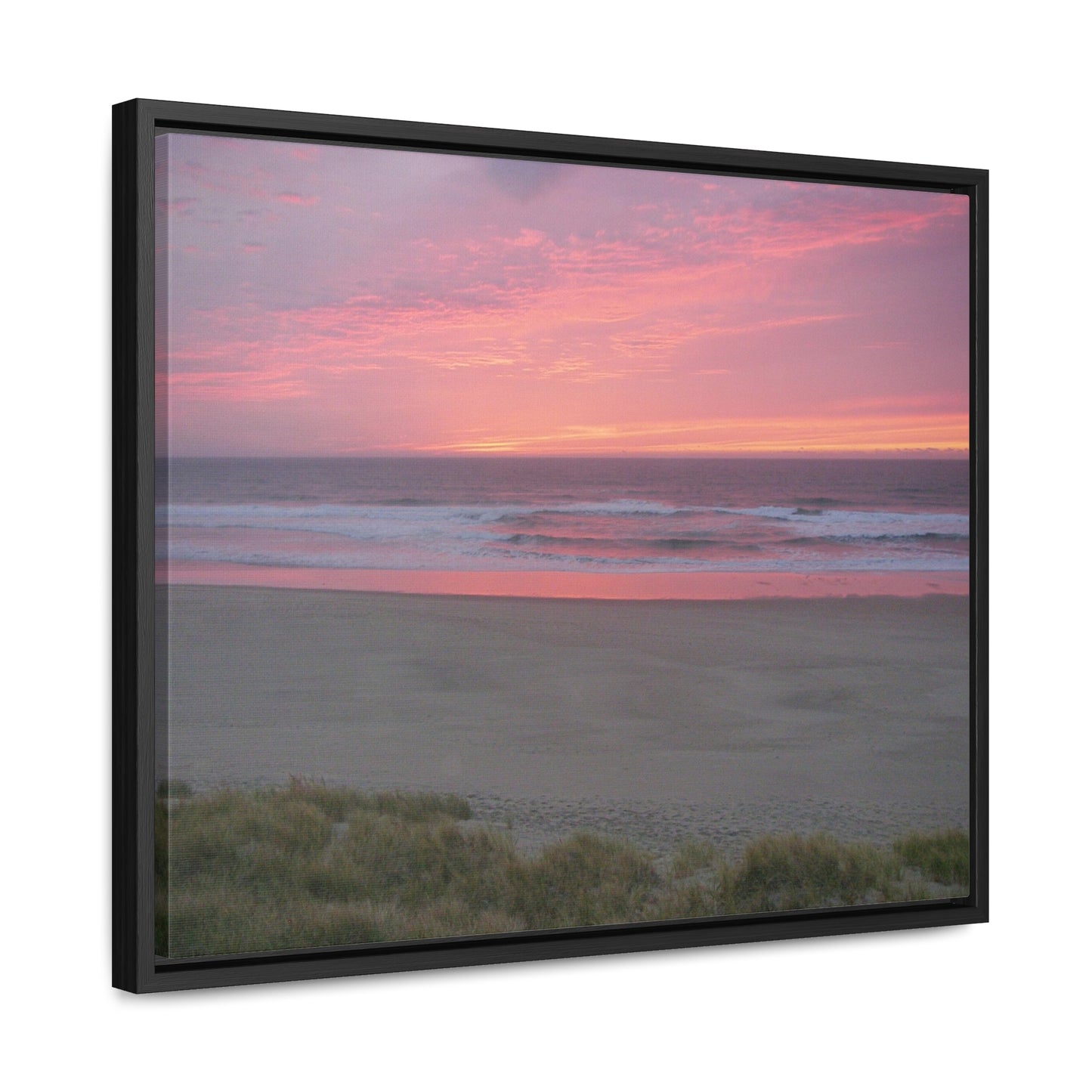 Pink Ocean Sunset Gallery Canvas Wraps Framed
