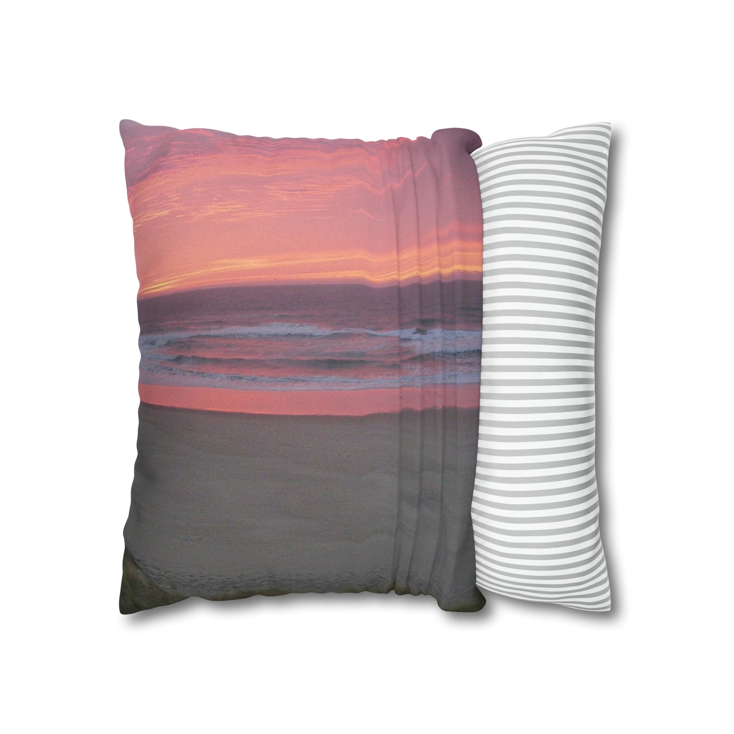 Pink Ocean Sunset Spun Polyester Pillow Case