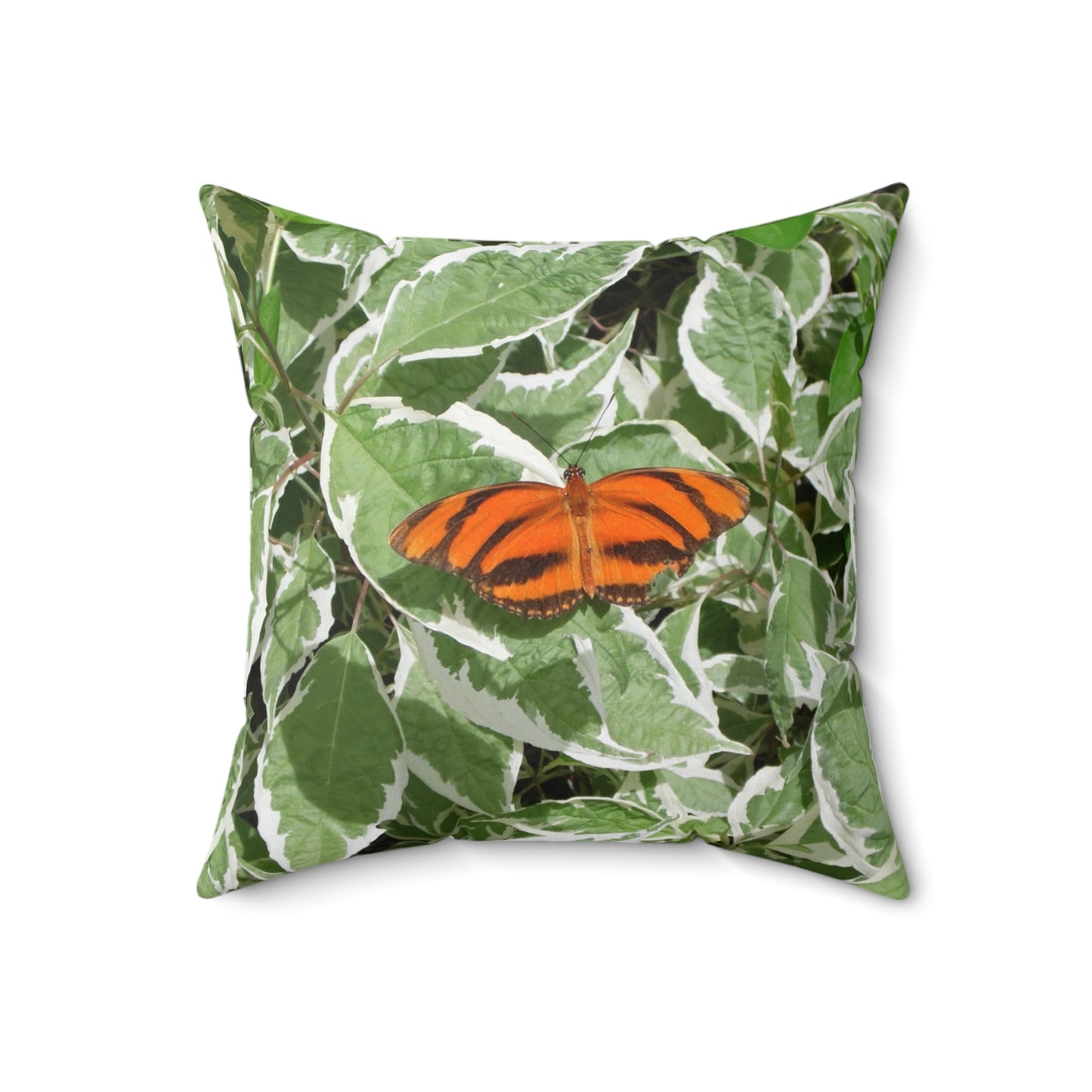 Leaves & Butterfly Spun Polyester Square Pillow