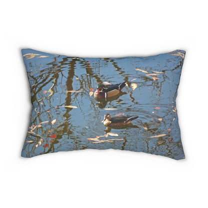 Wood Duck Couple Spun Polyester Lumbar Pillow