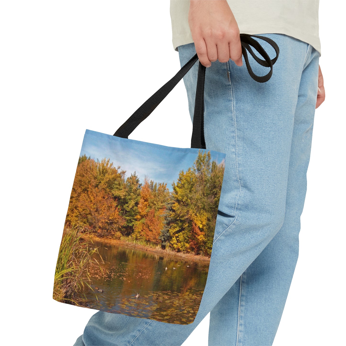 Autumn Duck Pond Tote Bag