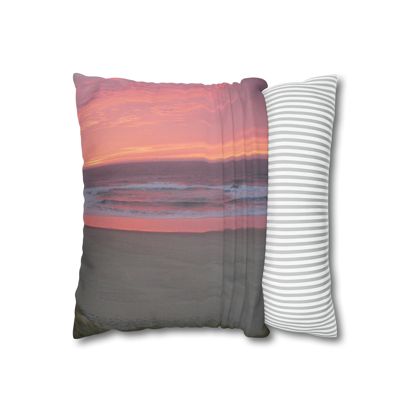Pink Ocean Sunset Faux Suede Pillow Case