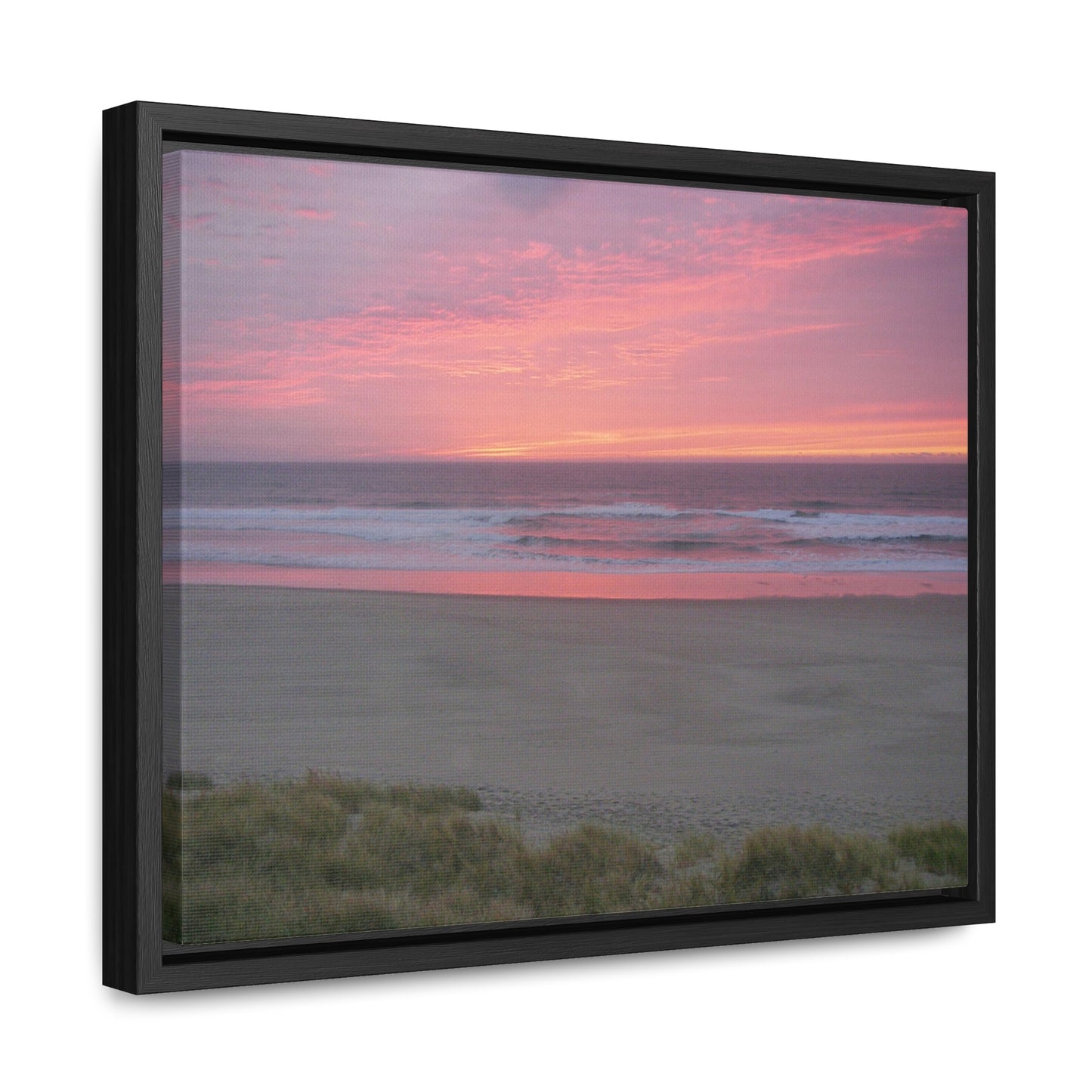 Pink Ocean Sunset Gallery Canvas Wraps Framed