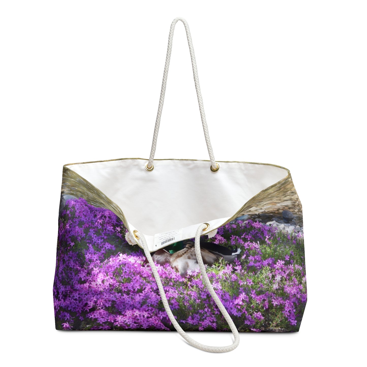 Duck Resting in Flowers Weekender Bag