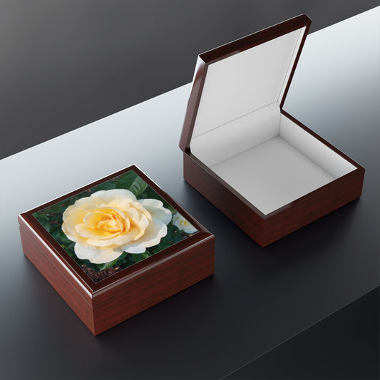 Cream Rose Jewelry Box ~ 7.24"