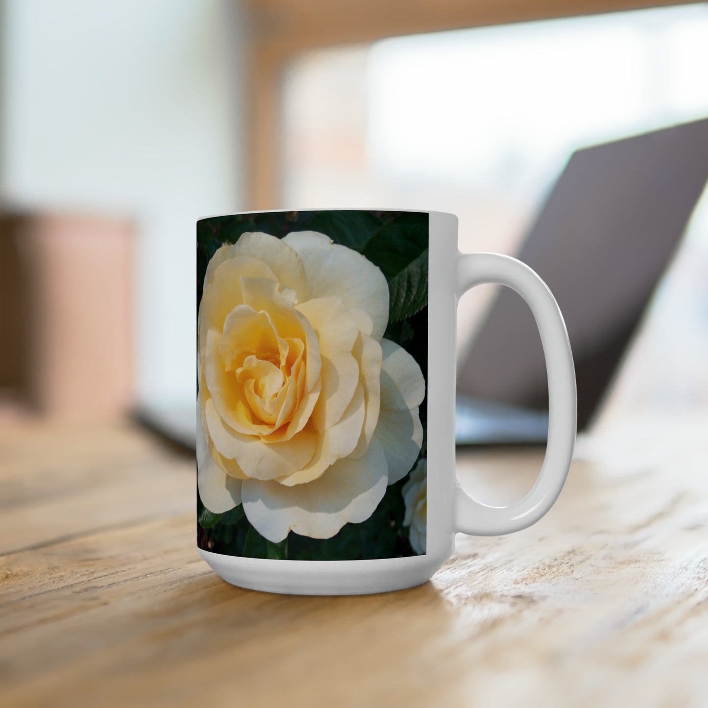 Cream Rose Ceramic Mug 15oz