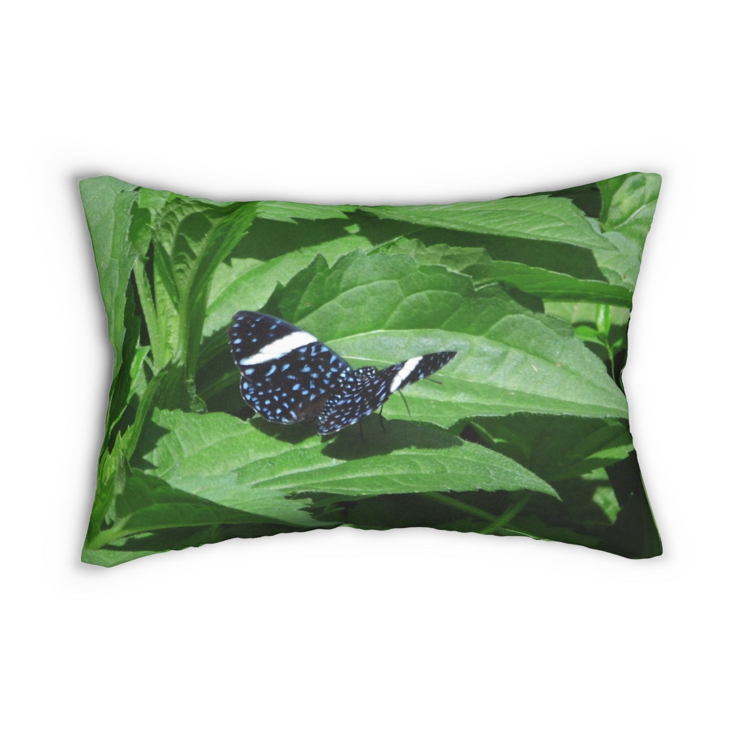 Sapphire Butterfly Spun Polyester Lumbar Pillow