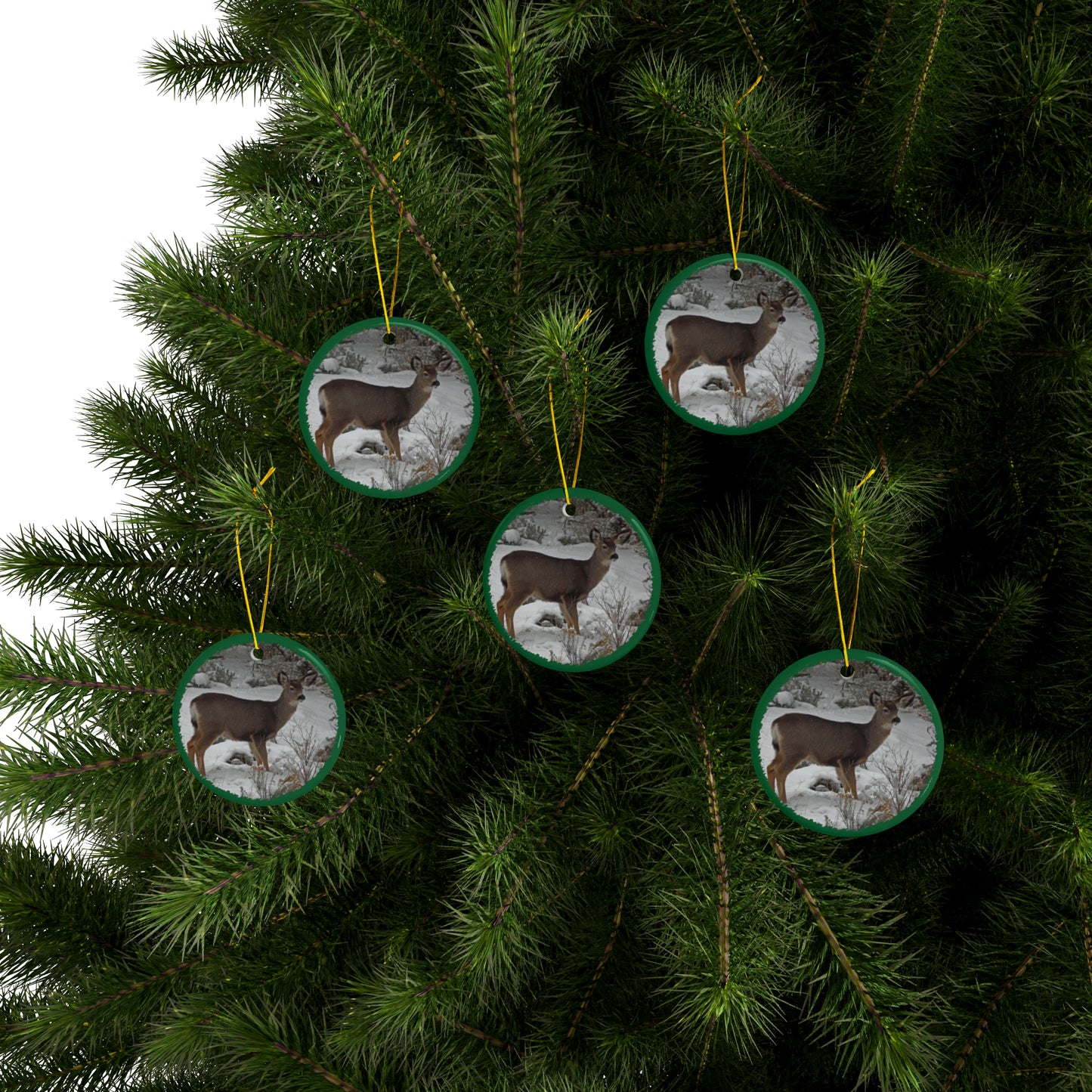 Snowy Deer Ceramic Ornaments