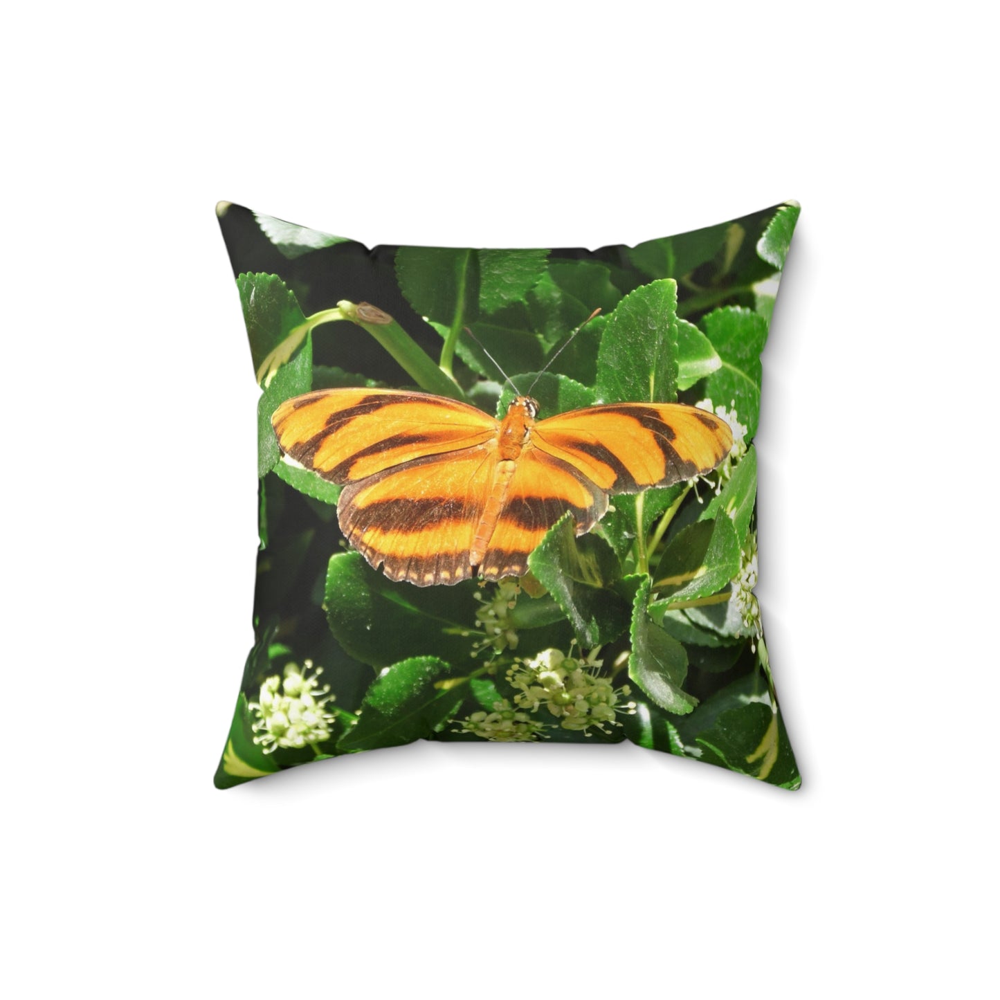 Golden Butterfly Spun Polyester Square Pillow