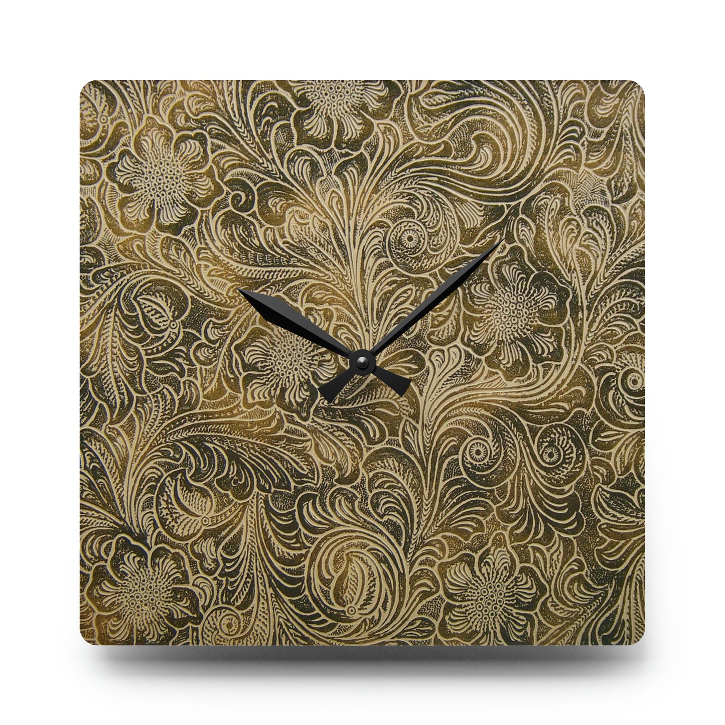 Western Leather Print Acrylic Wall Clock