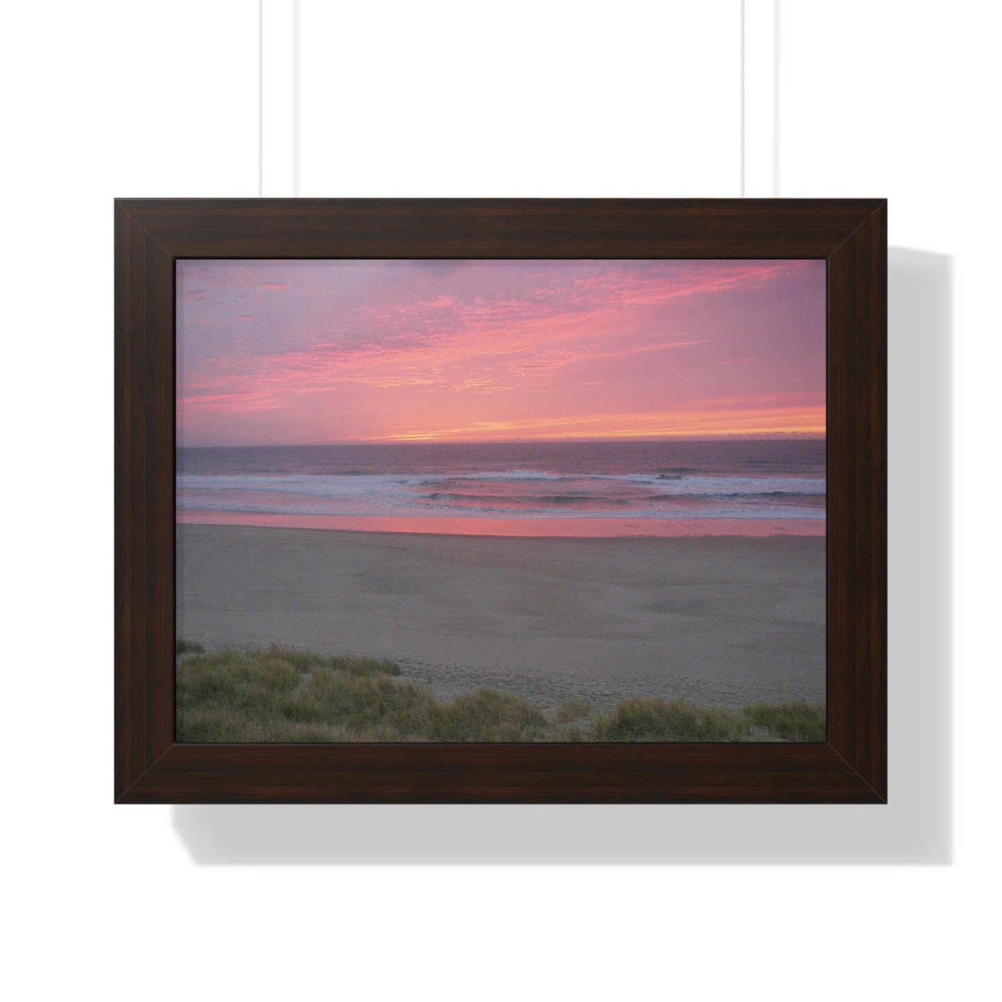 Pink Ocean Sunset Framed Horizontal Poster