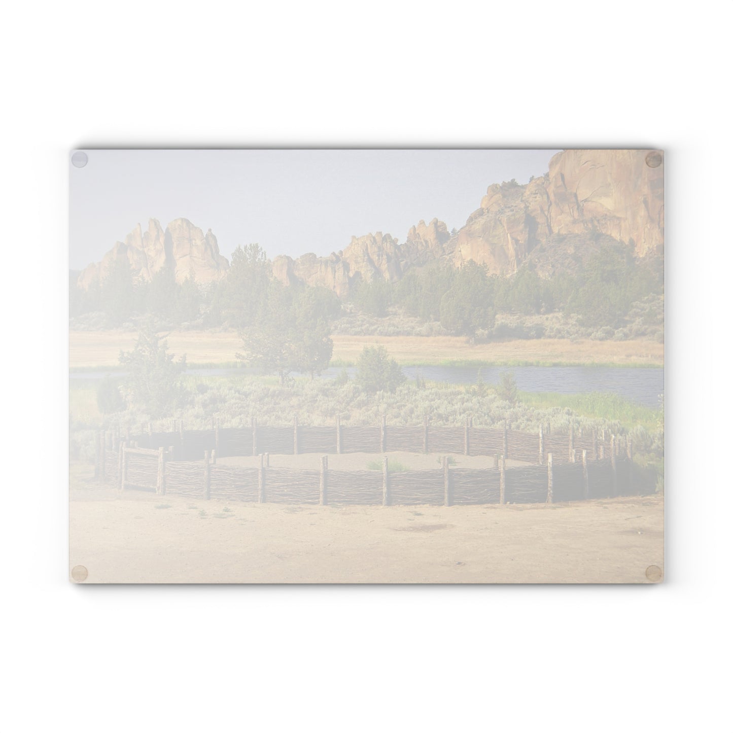 Scenic Round Pen Glass Cutting Board Hand Wash