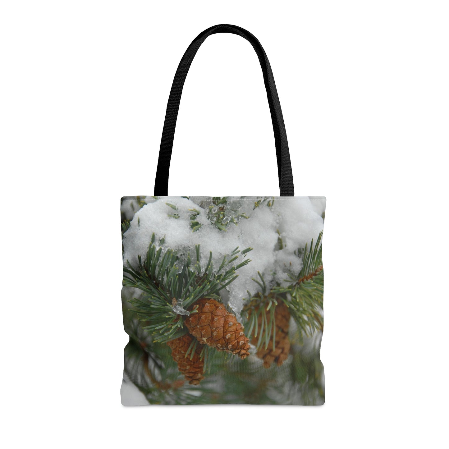 Snowy Fir Cones Tote Bag