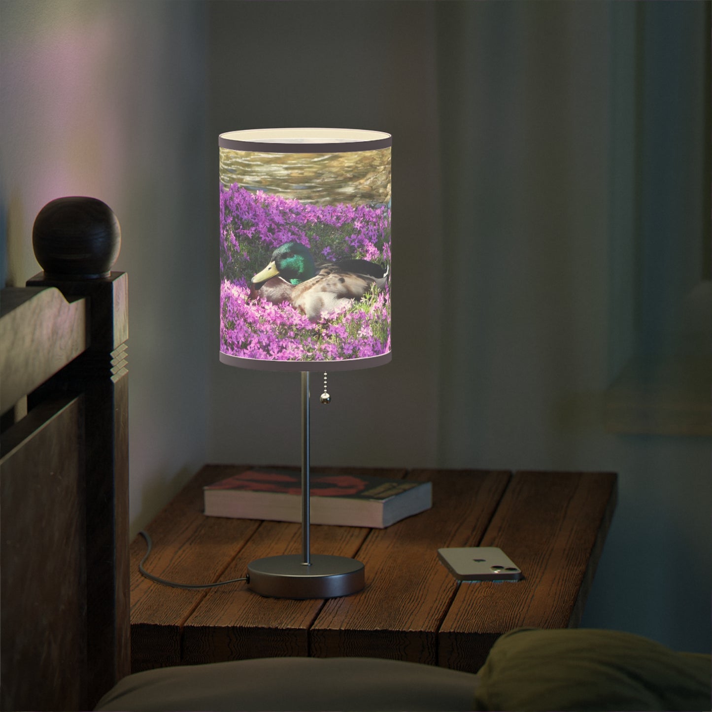 Duck Resting In Flowers Lamp on a Stand
