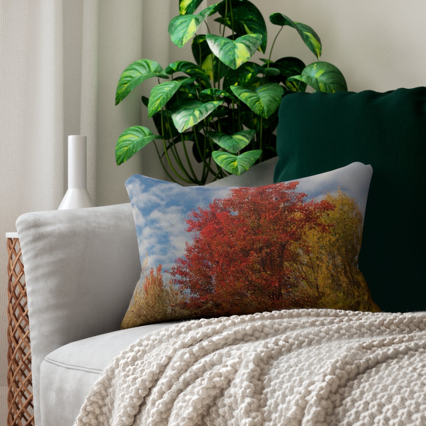 Autumn Sky Spun Polyester Lumbar Pillow
