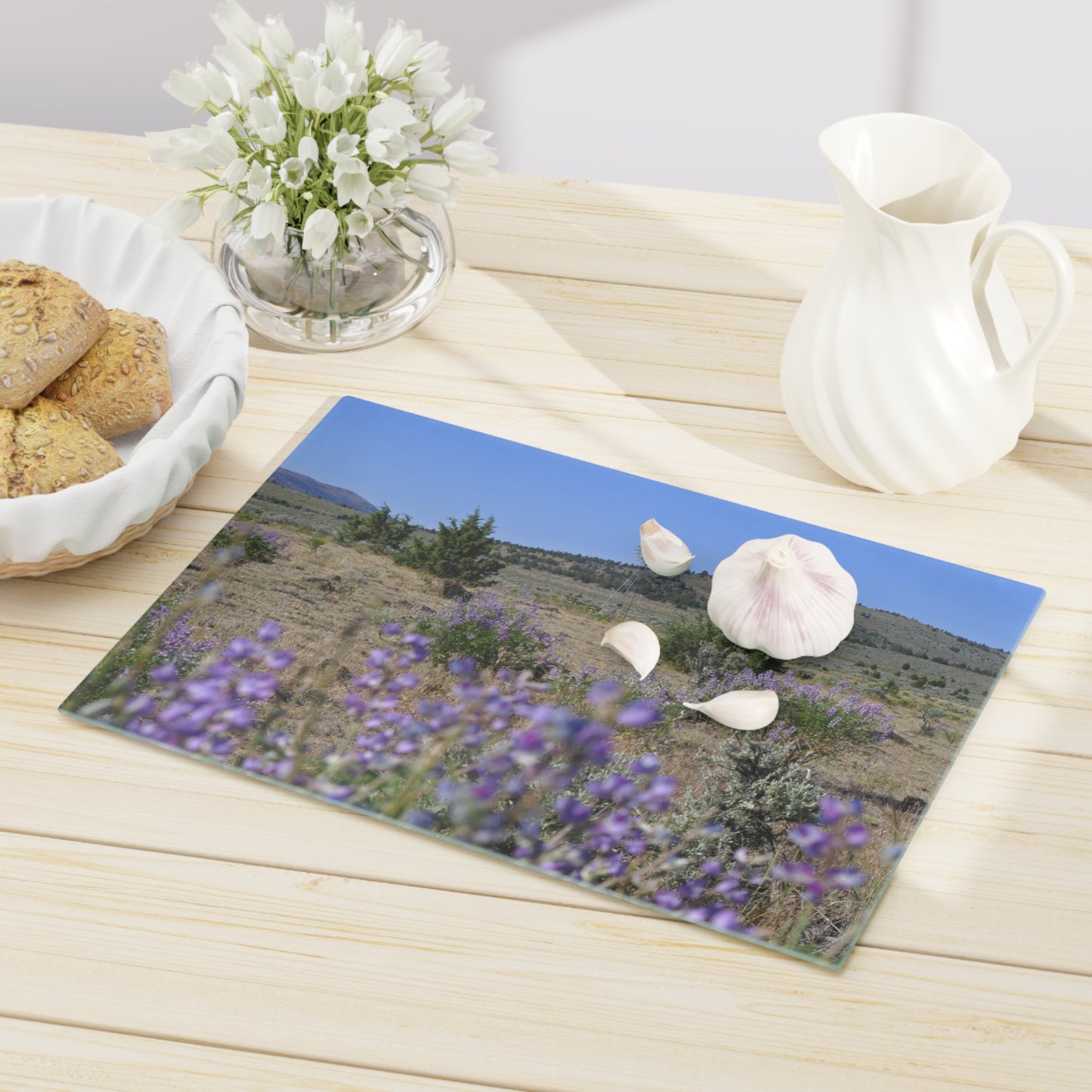 High Desert Lupine & Windmill Cutting Board Dishwasher Safe
