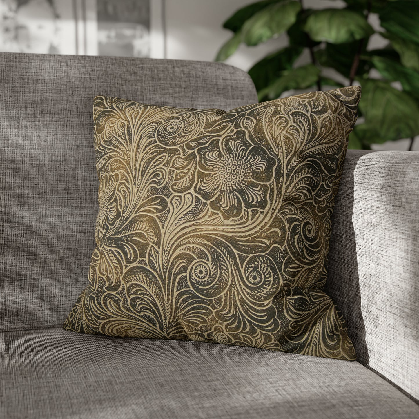 Western Leather Print Spun Polyester Pillow Case