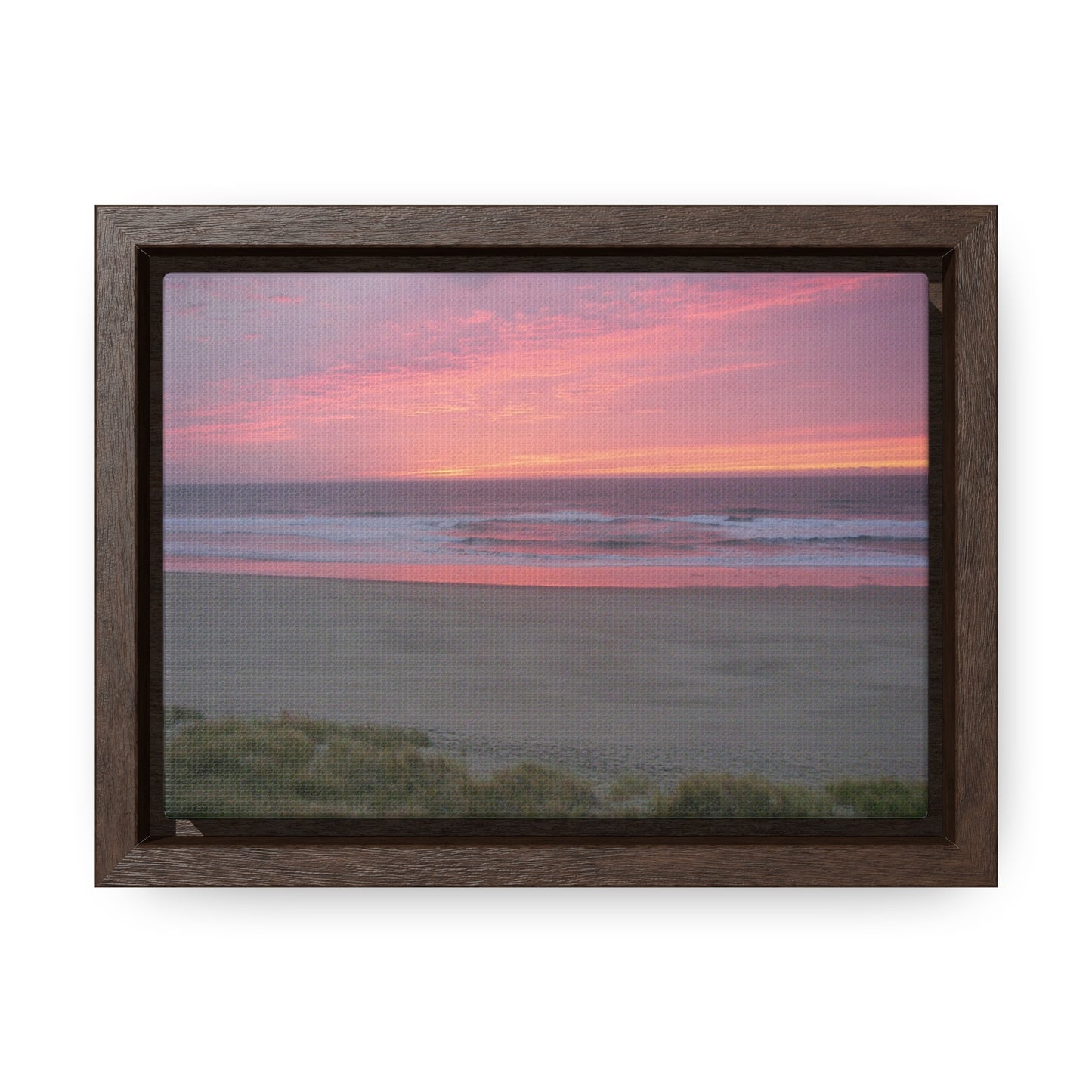 Pink Ocean Sunset Gallery Canvas Wraps Framed