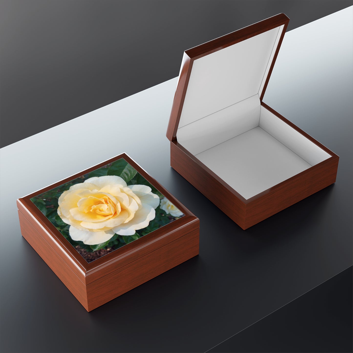 Cream Rose Jewelry Box ~ 7.24"