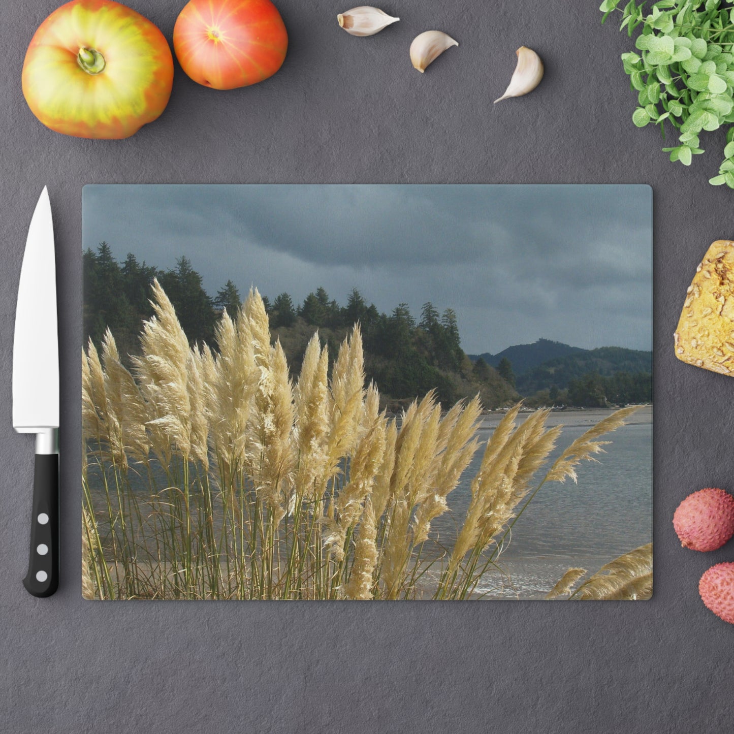 Golden Coastal Pampas Cutting Board Dishwasher Safe