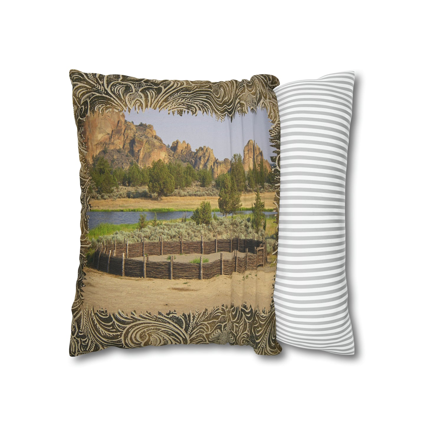 Scenic Round Pen Spun Polyester Pillow Case