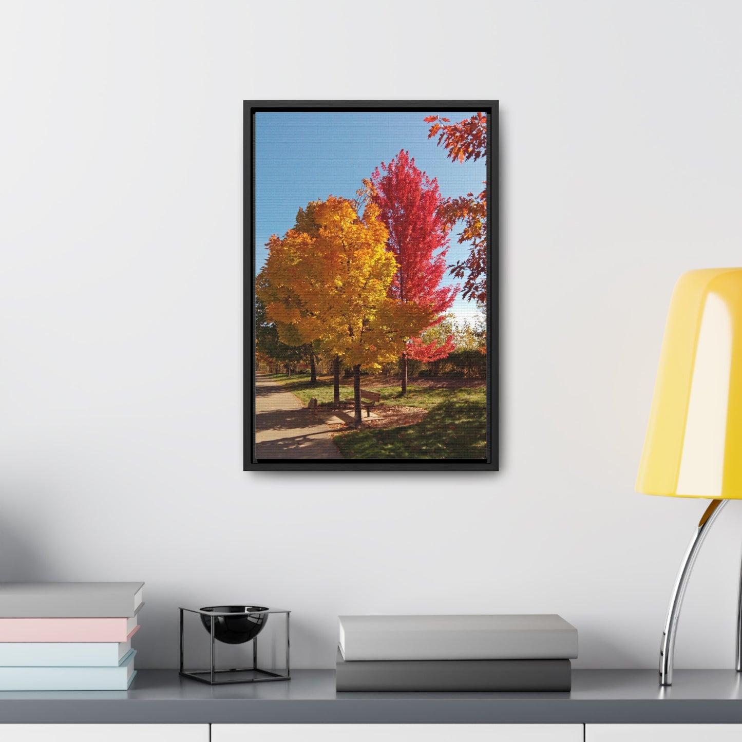 Autumn Bench Gallery Canvas Wraps Framed