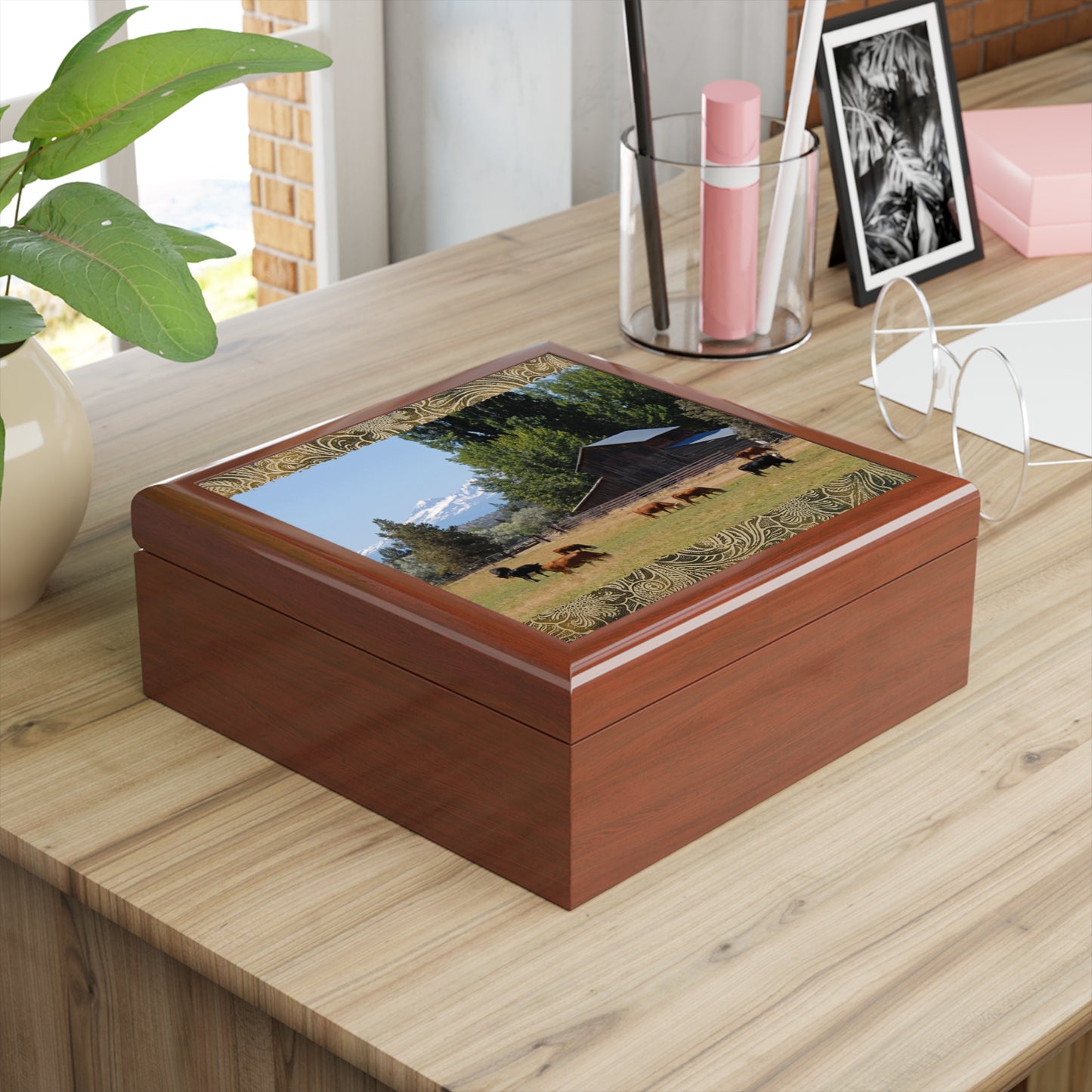 Picturesque Cattle Jewelry Box ~ 7.24"