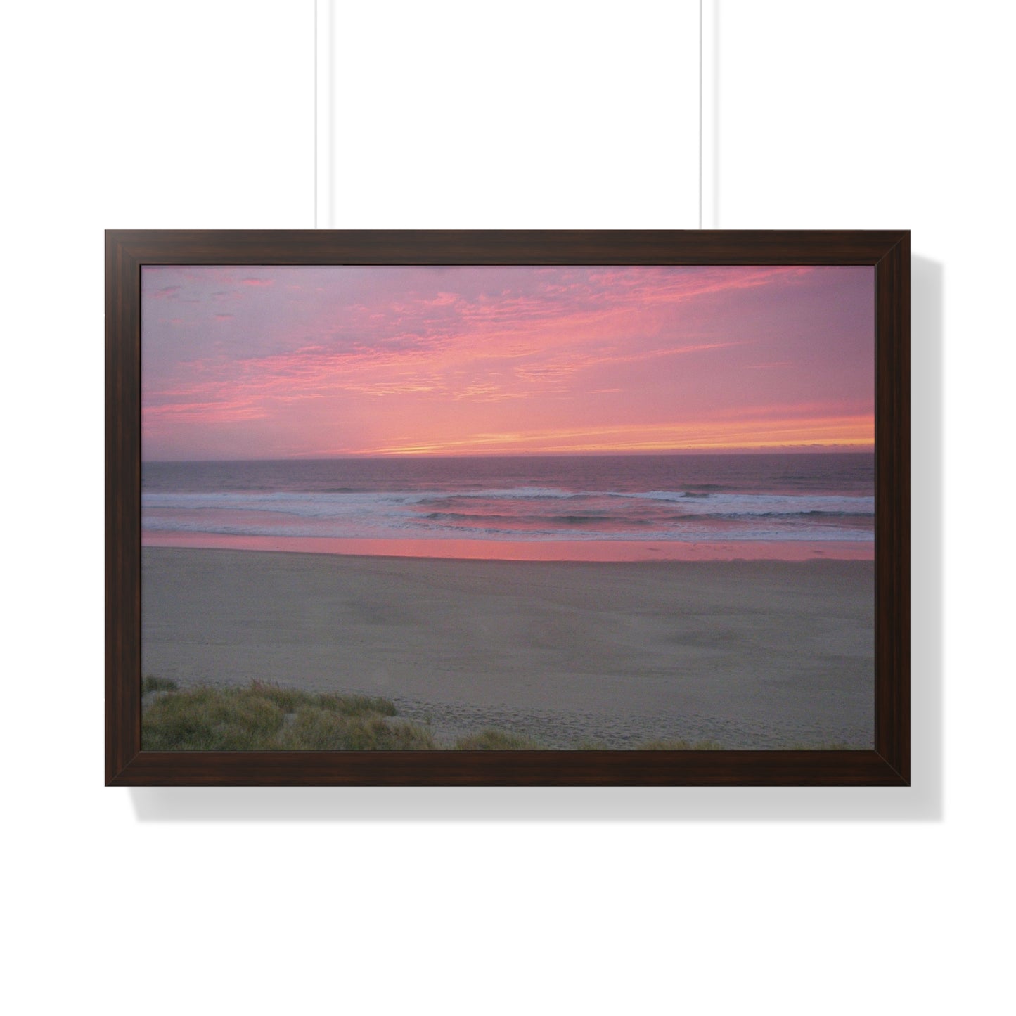 Pink Ocean Sunset Framed Horizontal Poster