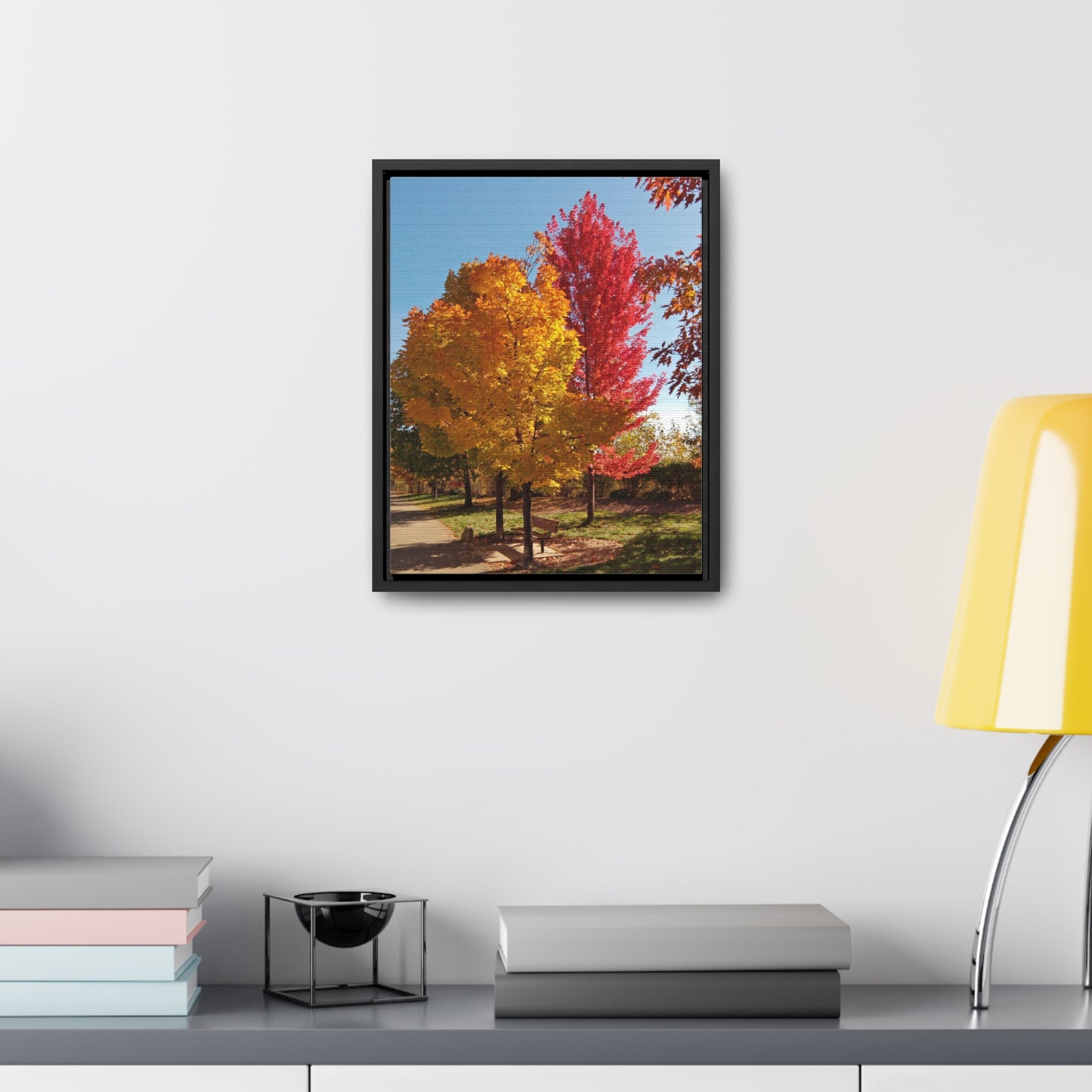 Autumn Bench Gallery Canvas Wraps Framed