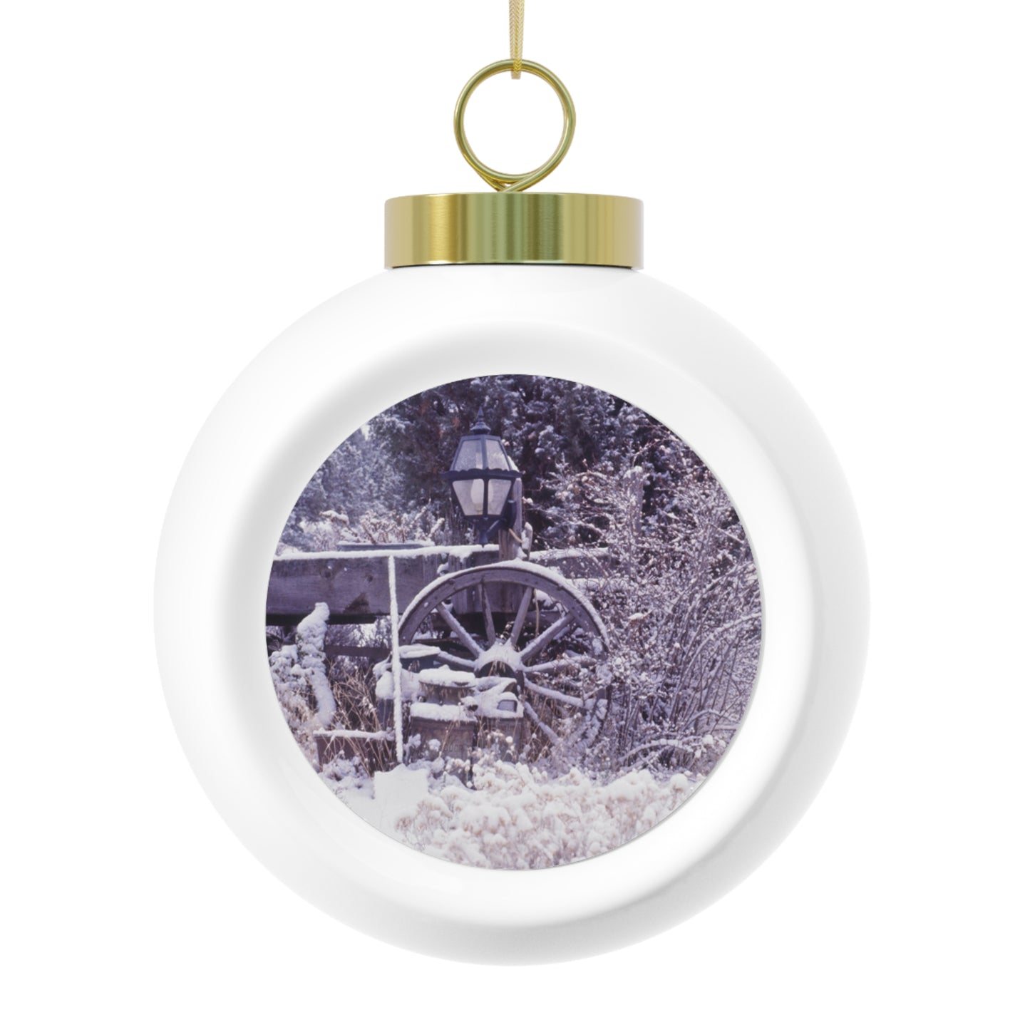 Vintage Winter Wagon Christmas Ball Ornament