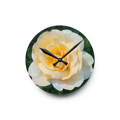 Cream Rose Acrylic Wall Clock
