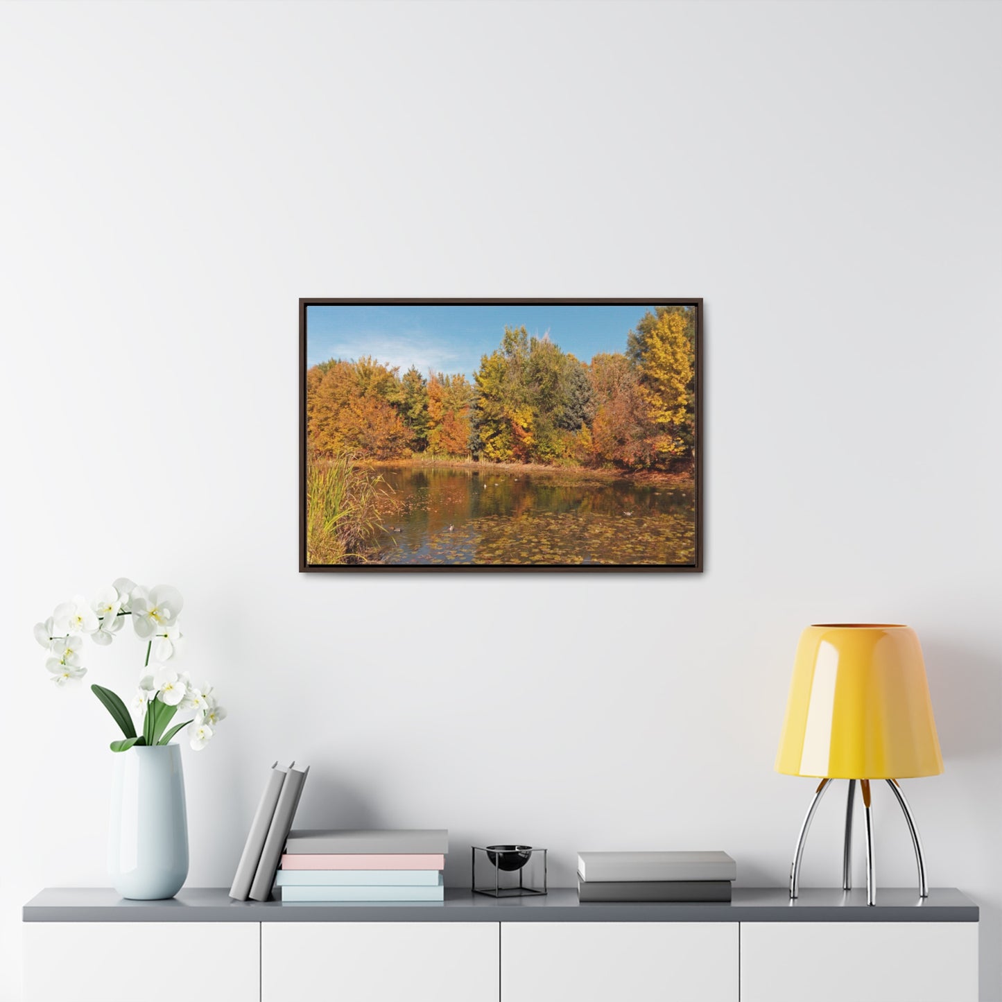 Autumn Duck Pond Gallery Canvas Wraps Framed