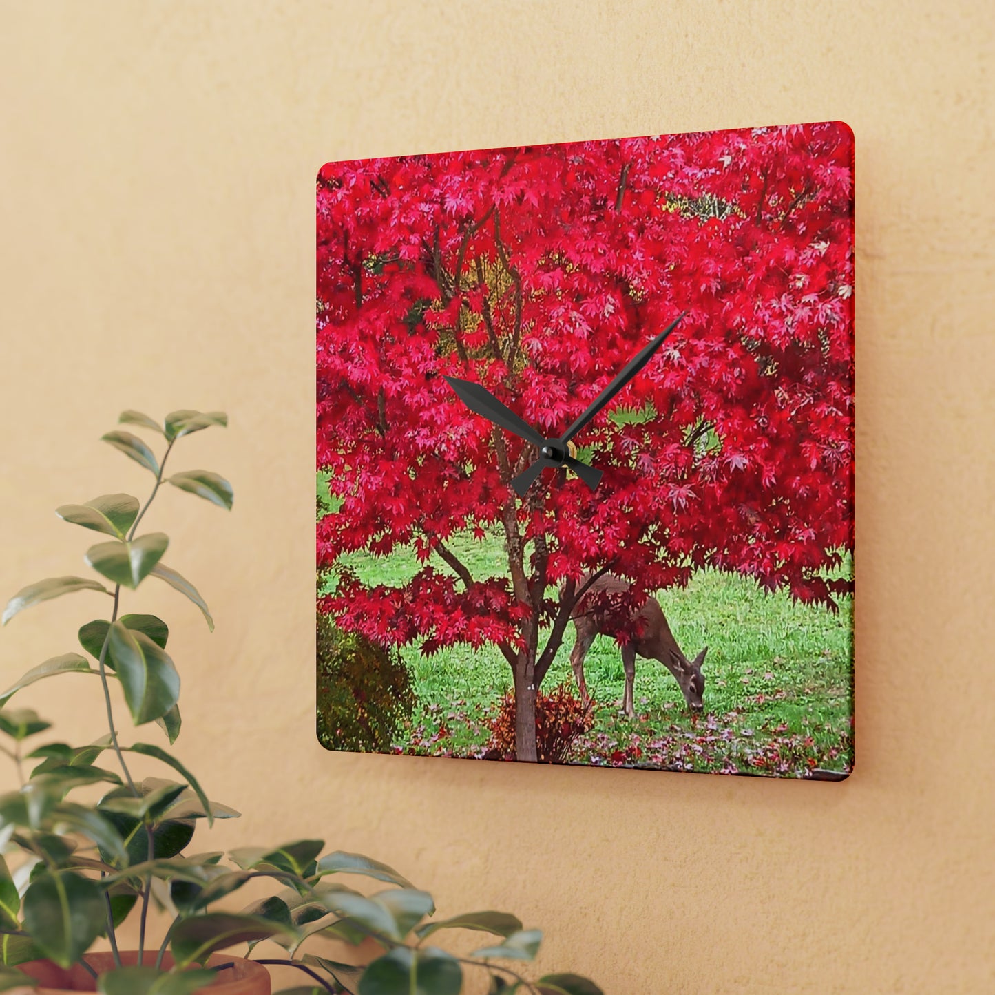 Autumn Deer Acrylic Wall Clock