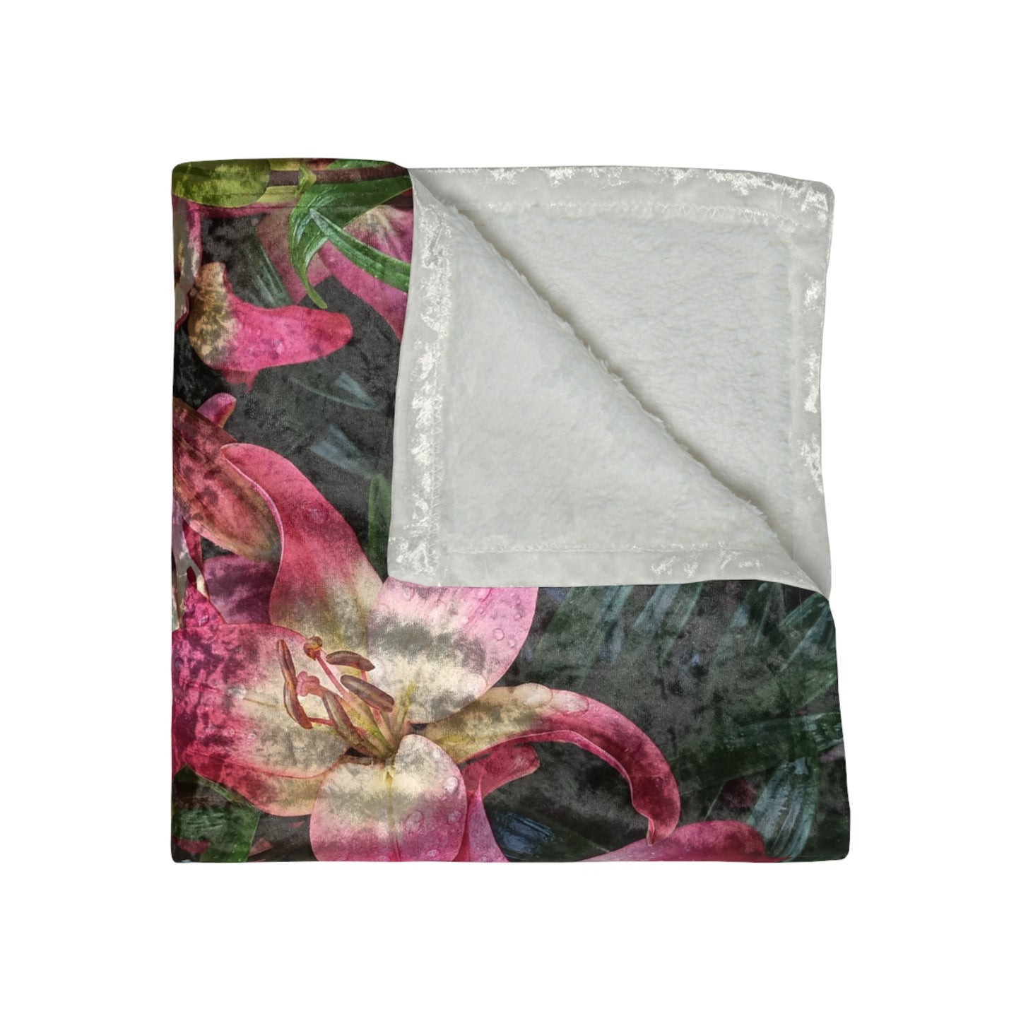 Lovely Lilies Crushed Velvet Blanket